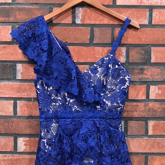 Alice + olivia Florrie Ruffle One-Shoulder Lace Dress - Picture 5 of 14